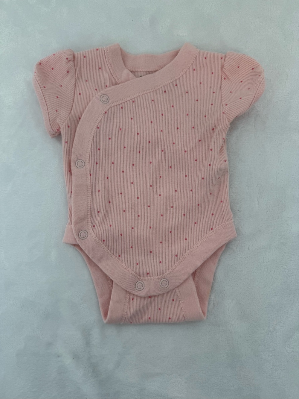 Pink Short-Sleeve Snap-Front Baby Onesie